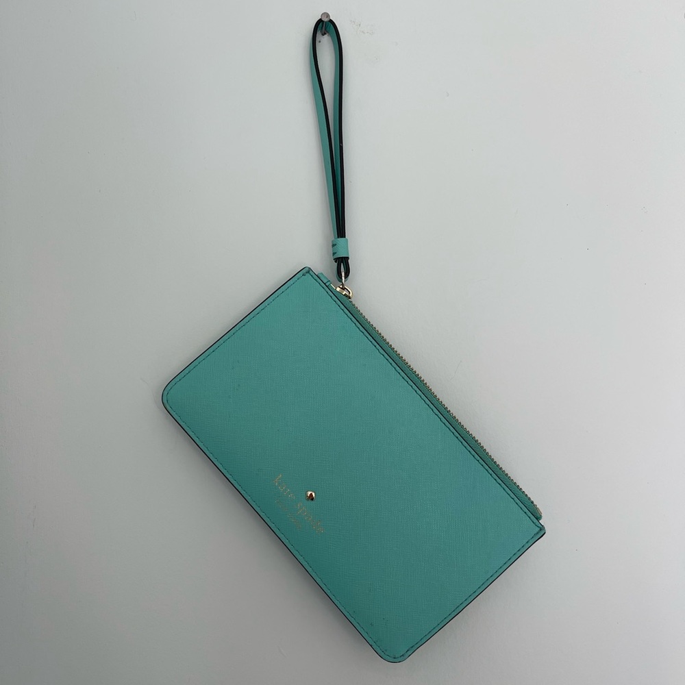 Kate Spade Light Blue Leather Wristlet Wallet